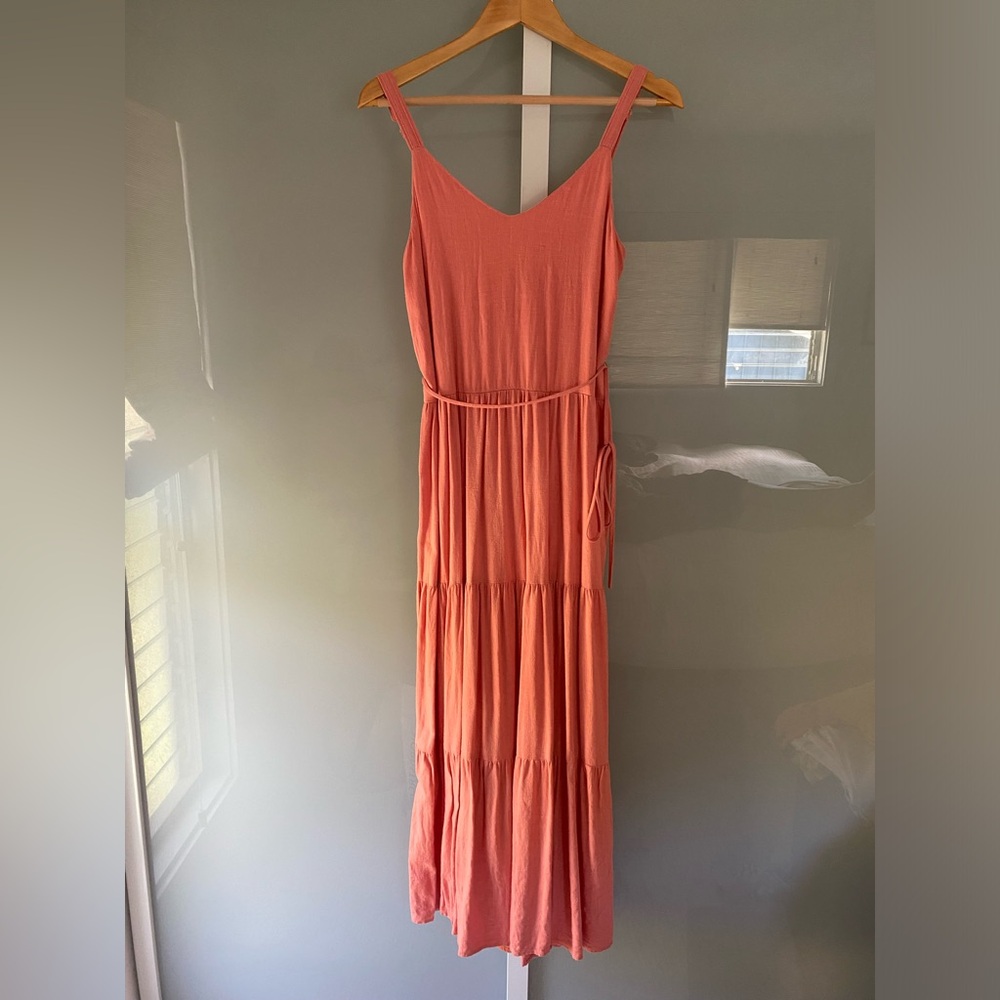 Splendid Coral Pink Spaghetti Strap Maxi Dress Size M - EUC